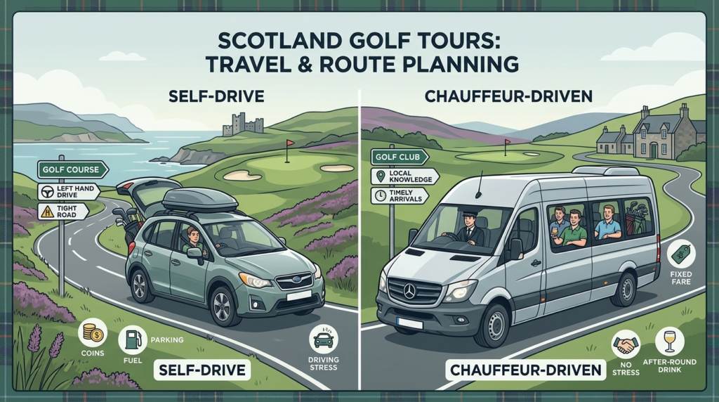 Self-Drive vs Chauffeur-Driven Golf Tours in Scotland