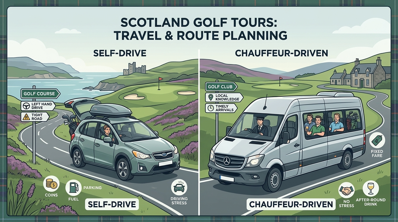 Self-Drive vs Chauffeur-Driven Golf Tours in Scotland